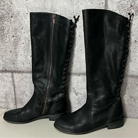 𝅺joie Leather Corset Lace Up Distressed Boots - Picture 1 of 10